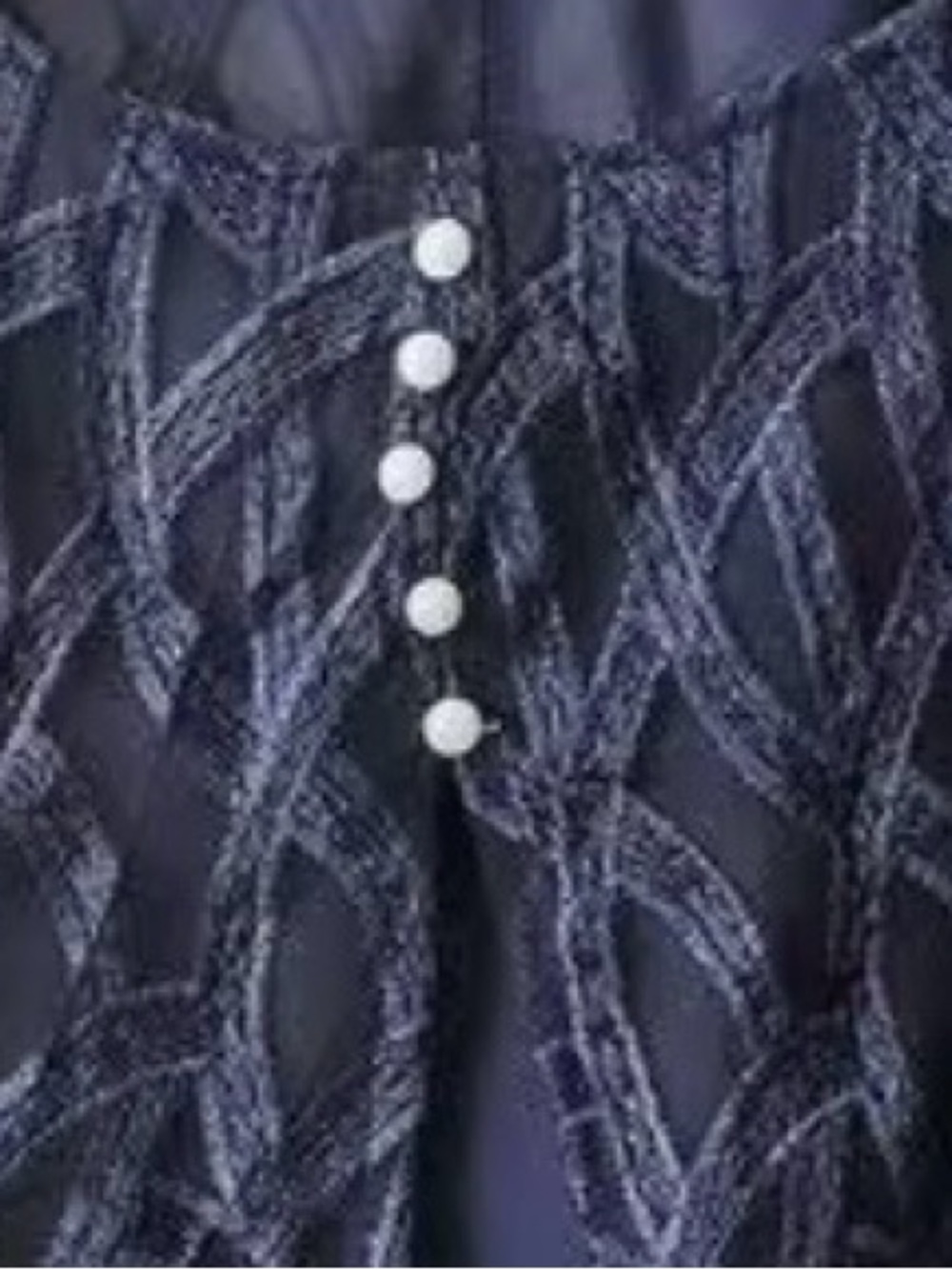 Elegant Lace Overlay Tunic Layered Mesh 3/4 Sleeve Top Navy 1XL - Picture 2 of 8